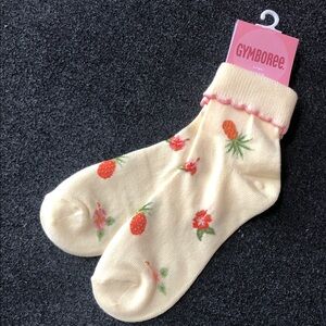 Gymboree Aloha Wahine Cotton Blend 1 Pair Socks With Lettuce Edge Size 5-7